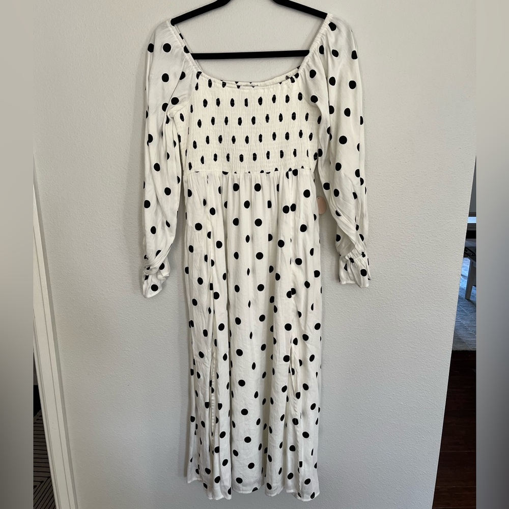 Stylecheat Black & White Polka Dot Midi Dress
